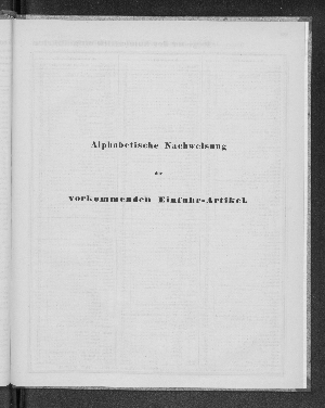 Vorschaubild von Alphabetische Nachweisung der vorkommenden Einfuhr-Artikel.