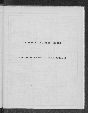 Vorschaubild von Alphabetische Nachweisung der vorkommenden Einfuhr-Artikel.