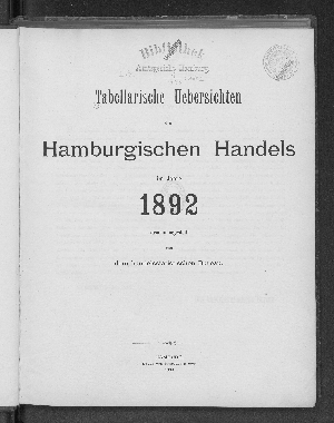 Vorschaubild von [Tabellarische Übersichten des hamburgischen Handels]