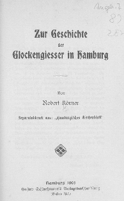 Vorschaubild von Zur Geschichte der Glockengiesser in Hamburg