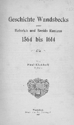 Vorschaubild von Geschichte Wandsbecks unter Heinrich und Breido Rantzau 1564 bis 1614