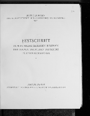 Vorschaubild von Festschrift zum fünfzigjährigen Bestehen des Hamburgischen Museums für Völkerkunde