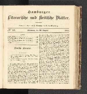 Vorschaubild von Nummer 101. Mittwoch, den 21. August