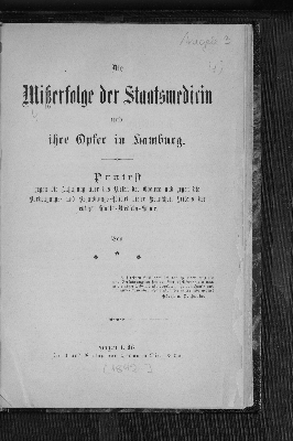 Vorschaubild von Die Misserfolge der Staatsmedicin und ihre Opfer in Hamburg