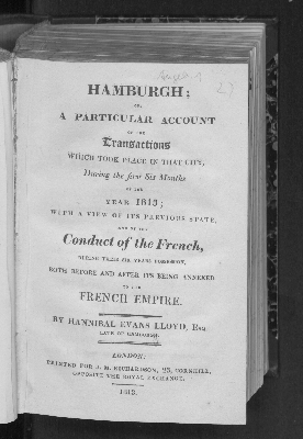 Vorschaubild von Hamburgh; or, a particular account of the transactions which took place in that city, during the first six months of the year 1813