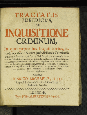 Vorschaubild von Tractatus Iuridicus, De Inquisitione Criminum