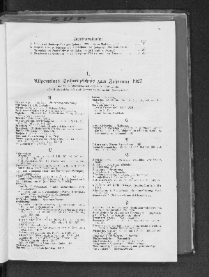 Vorschaubild von 1. Allgemeines Sachverzeichnis zum Jahrgang 1927