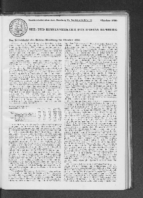 Vorschaubild von Handelsstatistisches Amt: See- und Binnenverkehr des Hafens Hamburg, Oktober 1936