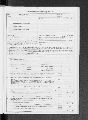 Vorschaubild von 3.3 Muster des Erhebungsbogens
Handwerkszählung 1977