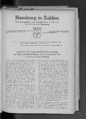 Vorschaubild von Ergebnisse einer repräsentativen Vorauswertung der Volks- und Berufszählung vom 13. September 1950 in der Hansestadt Hamburg
