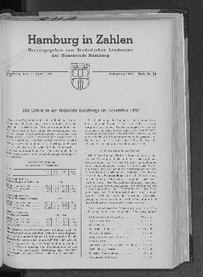 Vorschaubild von Die Löhne in der Industrie Hamburgs im Dezember 1950