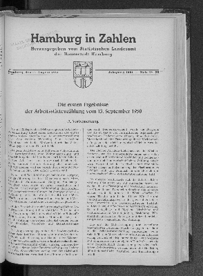 Vorschaubild von Die ersten Ergebnisse der Arbeitsstättenzählung vom 13. September 1950