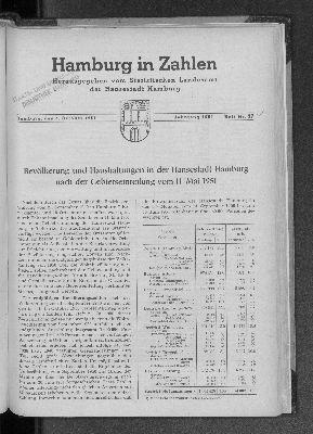 Vorschaubild von Bevölkerung und Haushaltungen in der Hansestadt Hamburg nach der Gebietseinteilung vom 11. Mai 1951