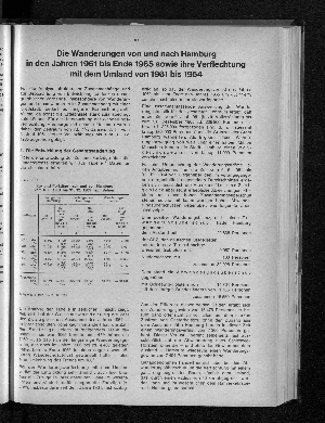 Vorschaubild von Die Wanderungen von und nach Hamburg in den Jahren 1961 bis Ende 1965 sowie ihre Verpflechtung mit dem Umland von 1961 bis 1964