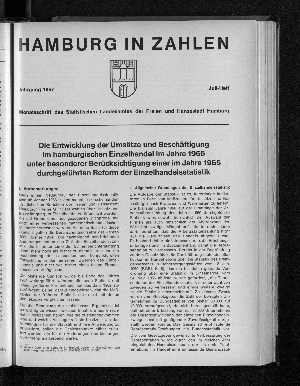 Vorschaubild von Die Entwicklung der Umsätze und Beschäftigung im hamburgischen Einzelhandel im Jahre 1966 unter besonderer Berücksichtigung einer im Jahre 1965 durchgeführten Reform der Einzelhandelsstatistik