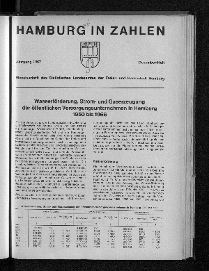Vorschaubild von Wasserförderung, Strom- und Gaserzeugung der öffentlichen Versorgungsunternehmen in Hamburg 1950 bis 1966