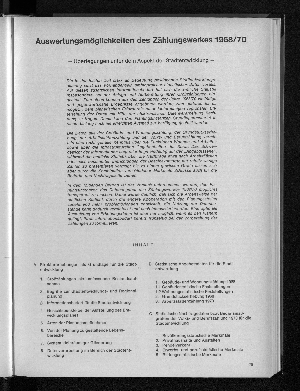 Vorschaubild von Auswertungsmöglichkeiten des Zählungswerkes 1968/70