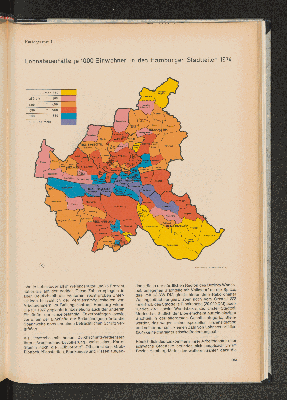 Vorschaubild von Kartogramm 1: Lohnsteuerfälle je 1000 Einwohner in den Hamburger Stadtteilen 1974