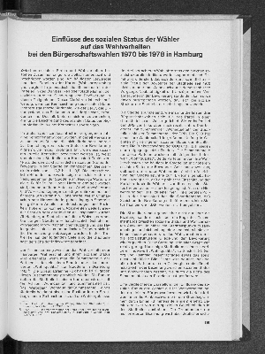 Vorschaubild von Einflüsse des sozialen Status der Wähler auf das Wahlverhalten bei den Bürgerschaftswahlen 1970 bis 1978 in Hamburg