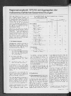 Vorschaubild von Regionalvergleich 1970/83 mit Aggregaten der Volkswirtschaftlichen Gesamtrechnung