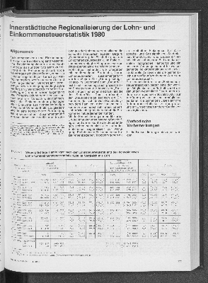 Vorschaubild von Innerstädtische Regionalisierung der Lohn- und Einkommensteuerstatistik 1980