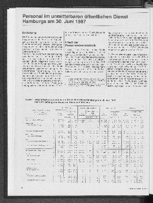 Vorschaubild von Personal im unmittelbaren öffentlichen Dienst Hamburgs am 30. Juni 1987