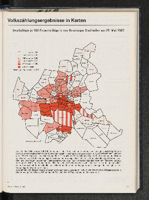 Vorschaubild von Beschäftigte je 100 Erwerbstätige in den Hamburger Stadtteilen am 25. Mai 1987