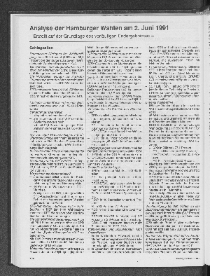 Vorschaubild von Analyse der Hamburger Wahlen am 2. Juni 1991