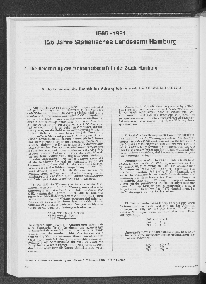 Vorschaubild von 1866-1991: 125 Jahre Statistisches Landesamt Hamburg. Die Berechnung des Wohnungsbedarfs in der Stadt Hamburg