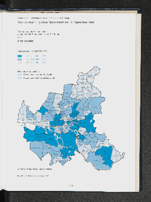 Vorschaubild von Veränderung der Stimmenanteile 1993 gegenüber der Bürgerschaftswahl 1991 für die F.D.P. in den Stadtteilen