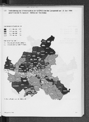 Vorschaubild von 4.8 Veränderung der Stimmenanteile der GRÜNEN bei der Europawahl am 12. Juni 1994 gegenüber der Europawahl 1989 in den Stadtteilen