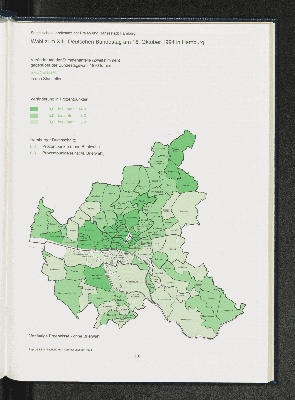 Vorschaubild von Veränderung der Stimmenanteile (Zweitstimmen) gegenüber der Bundestagswahl 1990 für die GRÜNEN/GAL in den Stadtteilen