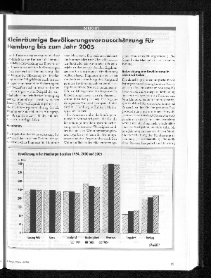 Vorschaubild von Kleinräumige Bevölkerungsvorausschätzung für Hamburg bis zum Jahr 2005