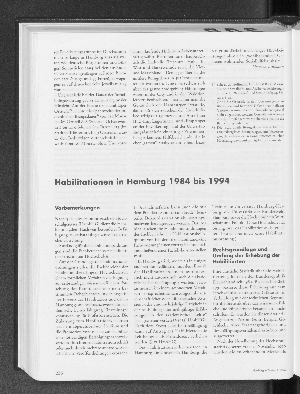 Vorschaubild von Habilitationen in Hamburg 1984 bis 1994