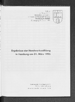 Vorschaubild von Beilage zur Zeitschrift des Statistischen Landesamtes der Freien und Hansestadt Hamburg Hamburg in Zahlen 50. Jahrgang, Oktober 1996