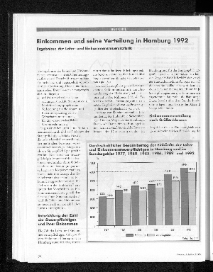 Vorschaubild von Einkommen und seine Verteilung in Hamburg 1992