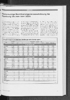 Vorschaubild von Kleinräumige Bevölkerungsvorausschätzung für Hamburg bis zum Jahr 2005