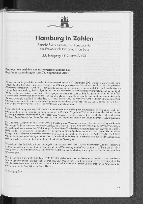 Vorschaubild von Analyse der Wahlen zur Bürgerschaft und zu den Bezirksversammlungen am 23. September 2001