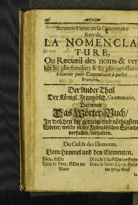 Vorschaubild von Seconde Partie de la Grammaire Royale, la nomenclature, ...