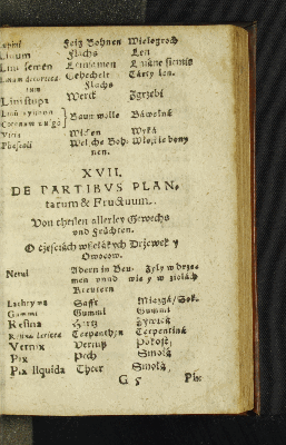 Vorschaubild von XVII. De Partibvs Plantarum & Fructuum.