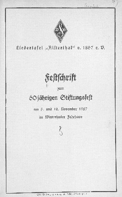 Vorschaubild von Festschrift zum 60jährigen Stiftungsfest am 5. und 12. November 1927 im Winterhuder Fährhaus