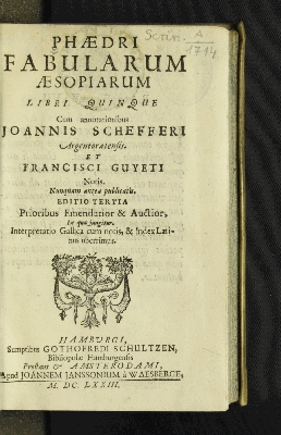 Vorschaubild von Phaedri Fabularum Aesopiarum Libri Quinque