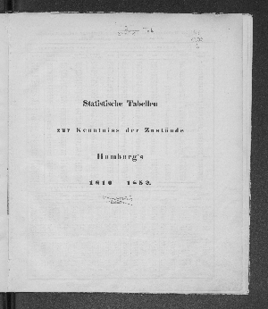 Vorschaubild von Statistische Tabellen zur Kenntniss der Zustände Hamburgs 1816 - 1852.