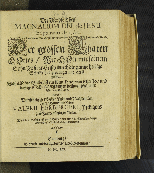 Vorschaubild von [Magnalia Dei de Jesu, Scripturae nucleo & medulla]