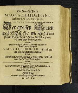 Vorschaubild von [Magnalia Dei de Jesu, Scripturae nucleo & medulla]