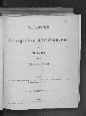 Vorschaubild von [Jahresbericht des Königlichen Christianeums in Altona]