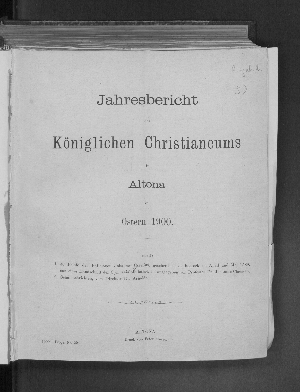 Vorschaubild von [Jahresbericht des Königlichen Christianeums in Altona]