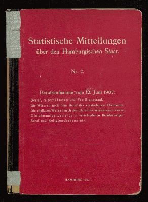 Vorschaubild von Berufsaufnahme vom 12. Juni 1907 ; Beruf, Altersklassen und Familienstand ...