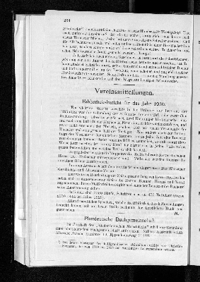 Vorschaubild von Vereinsmitteilungen. Bibliotheksbericht für das Jahr 1930.