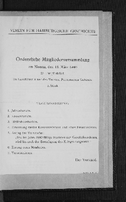 Vorschaubild von Ordentliche Mitgliederversammlung am Montag, den 18. März 1940